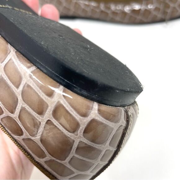 * French Sole Henrietta Brown Patent Croc Embossed Leather Ballet Flats EU 37 - Picture 8 of 10